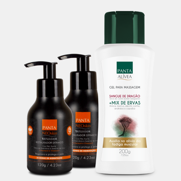 Kit 2 Cremes para Tatuagem 120g + 1 Gel de Massagem 200g